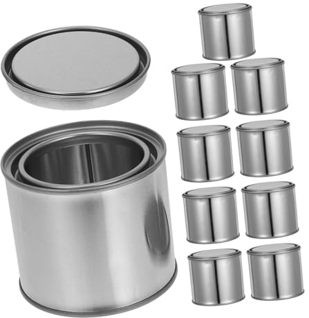 Sewroro 10pcs Small Metal Paint Buckets with Airtight Lids Empty Tin Storage Containers for DIY Crafts Sampling Reusable Lightweight Portable Paint Storage Cans