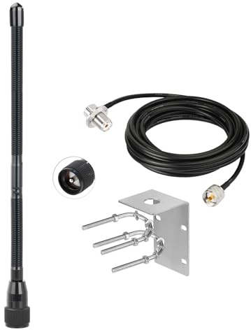 Bingfu 27MHz CB-Funkantenne Soft-Whip, PL259-Stecker, 5m RG58 Kabel | Mit Edelstahl-Montagehalterung für Auto, LKW, SUV und mobile CB-Funkgeräte