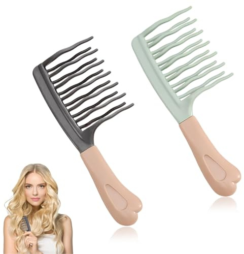 Evadollina curlingkam, 2-pack lockkammar för naturliga lockar, kam för män, kvinnor, hårkam, lockkam, för flickor och kvinnor