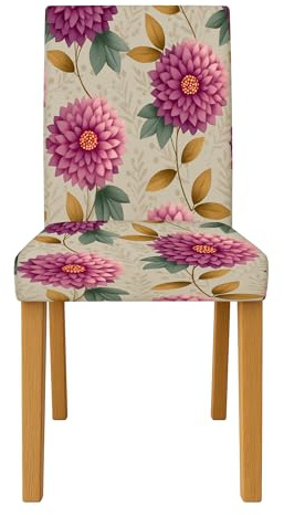 Dahlia Housse de chaise pour chaises de salle à manger, cuisine, banquet - Motif floral vintage - Fleurs printanières - Pêche - En élasthanne - Lavable