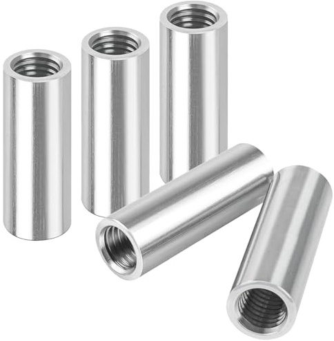 VZU 5 Stück M6×30mm Runde Gewindemuffen, Langmutter, Runde Gewindemuffen, 304 Edelstahl, V2A Innengewinde Verdickt Verlängert, für Verbindung Montage Handwerk