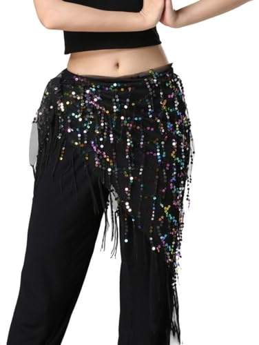 Magdansbälte magdansbälte för sexiga paljetter, tofsar, höftduk, damer, dansare, kjol, midjekedja, 8, one size