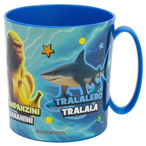 ILS I LOVE SHOPPING Tazza Bicchiere in plastica 350ml per Microonde con manico Bambini colazione BPA-free BRAINROT