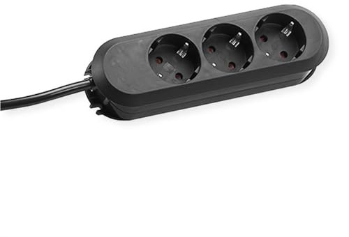 Bachmann Steckdosenleiste SMART 3-Fach 3m Mehrfachsteckdose Schwarz 387.171 (Befestigung durch Anschraublöcher und praktische Kabelaufwicklung)