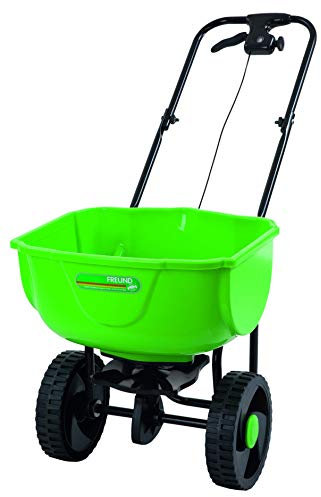 FREUND Victoria Streuwagen 97391 (Fassungsvermögen 27 Liter, zum Säen, Düngen, Streuweite 2-3 m, mit Streustopp, Streuregulierung stufenlos) 2051004