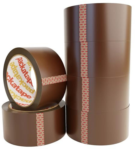 Packatape - 6 Rolls Per Pack 48MM x 66M Brown Packaging Tape for Parcels and Boxes. This 6 rolls pack of Heavy Duty Brown Packing Tape Provides a Strong, Secure and Sticky Seal for your Boxes
