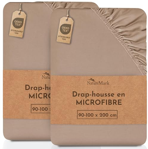 NatureMark Mikrofaser SPANNBETTLAKEN 2er Pack zum Sparpreis! viele Größen und Farben Markenware (Bettlaken 90 x 200 cm - 100 x 200 cm - Sand/beige)