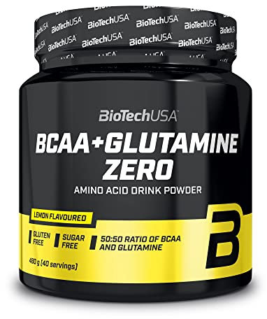 BioTechUSA BCAA + Glutamine Zero | 40 Portionen | Vegan | Zuckerfrei | Glutenfrei | Verhältnis 2:1:1 BCAAs | 480 g | Zitrone