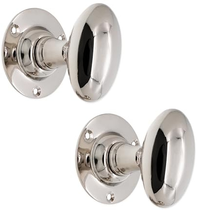 Infinity Decor Victorian Period Oval Pair Mortice Door Knob Handle Set Brass/Nickel/Antique (Polished Nickel)
