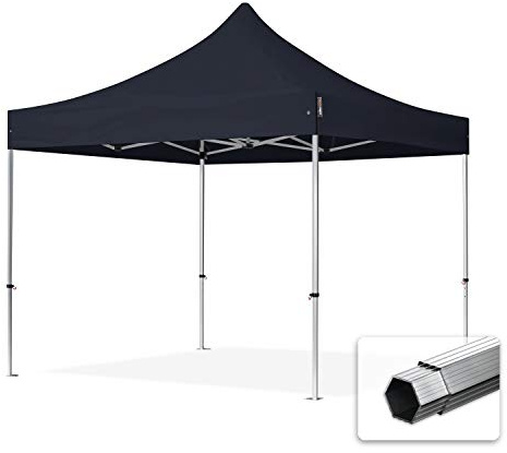 TOOLPORT Faltzelt Professional 3x3 m Faltpavillon ohne Seitenteile ALU Pavillon Partyzelt schwer entflammbar schwarz