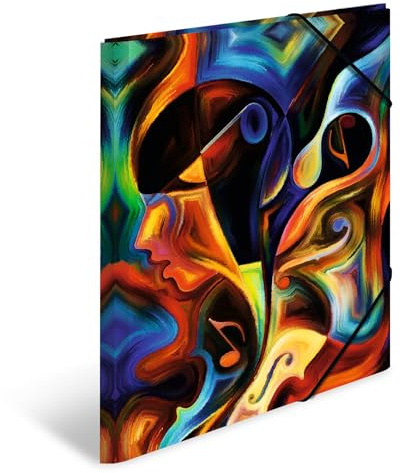HERMA Sammelmappen A3 Musiknoten Set, 3 Stück, Kinder Eckspanner-Mappen aus Kunststoff mit Kunst Motiv, Gummizug, Innenklappen und Innendruck für Jungen und Mädchen
