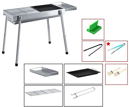 LCRACK Rostfrei BBQ-Grill, Rostfreier Stahl Camping Vermenschlichen Höhenverstellbar tragbar Grill Draussen Feuerstelle Holzkohle Grillfeuer (Farbe : C)