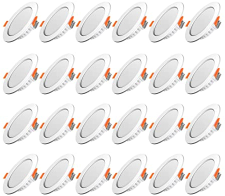 Tofisr LED Einbaustrahler Flach 230V Inkl. 24 x 5W Einbauleuchten Slim Deckenstrahler IP20 Downlights Warmweiß 2700K LED Spots Set