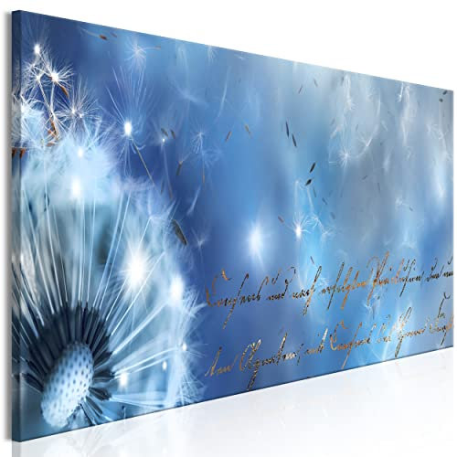 decomonkey Bilder blaue Pusteblume 120x40 cm 1 Teilig Leinwandbilder Bild auf Leinwand Vlies Wandbild Kunstdruck Wanddeko Wand Wohnzimmer Wanddekoration Deko Blumen Natur ene Aufschrift