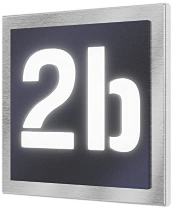 Graviers Design Numéro de maison lumineux en acier inoxydable V2A 230x230mm - Anthracite métallisé - Résistant aux intempéries et à la rouille Personnalisable selon votre propre numéro