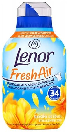 6er Pack - Lenor Weichspüler Fresh Air - Strahlende Sonne (Sun Rays) – 34 Waschladungen / 476ml