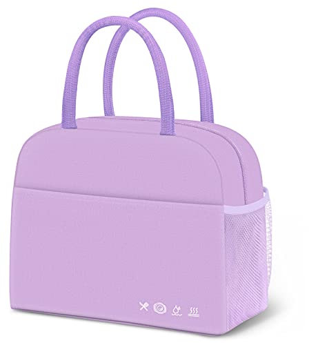 DALINDA Lonchera para mujeres y hombres, reutilizable, aislada, de gran capacidad, lindas bolsas de almuerzo para el trabajo, viajes, picnic, color morado
