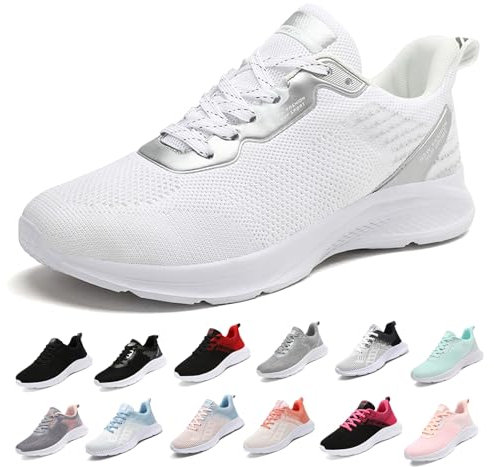 MIDQCGL Dam Sportskor Löparskor Herrskor Sneakers Utomhus Fitness Jogging Sportskor Mode Lättvikt Promenadskor Casual Skor 208 White 37EU
