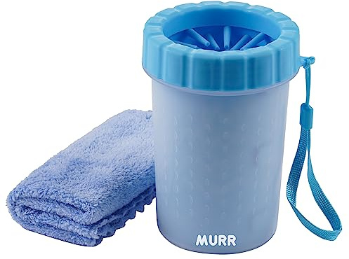 Dog Paw Cleaner Cup, Portable Dog Paw Washer for Medium Sized Dogs, Soft Silicone Bristles Muddy Paw Cleaner with Towel, Pet Foot Washer for Travel and Home Use (Blue)