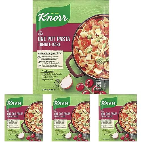 Knorr Fix Gewürzmischung One Pot Pasta Tomate-Käse für schnelle Zubereitung mit Kräutern und Gemüse aus nachhaltigem Anbau 38 g 2 Portionen (Packung mit 4)