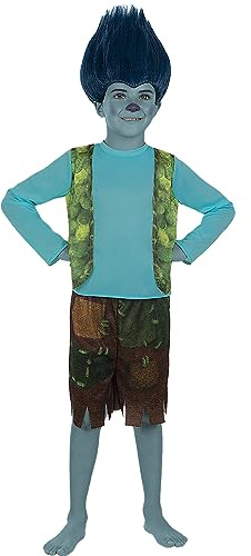 Funidelia | Maskeraddräkt Branch Trolls 3 för pokje Tecknad, Trolls, Filmer & Serier - Maskeraddräkt för barn och roliga tillbehör för fester, karneval och Halloween - Storlek 122-134 cm - Blå
