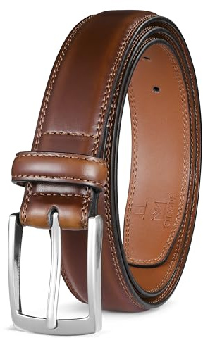 Milorde Men's Genuine Leather Dress Belt, Handmade, 100% Cow Leather, Fashion & Classic Designs for Work Business and Casual