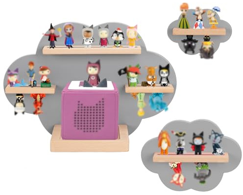 OPERMAXER Tonie Regal Wolke für 30-35 Figuren, 3er Set TonieRegal für Toniebox & Tonies Hörfiguren, Jungen und Mädchen | Perfekte Figuren Aufbewahrung im Kinderzimmer (Grau)