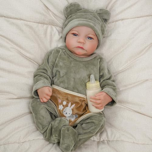 BABESIDE Reborn Puppe Junge 18 Zoll Realistische Babypuppe | Wiedergeborenes Neugeborenes, Weicher Vinyl-Körper, Inkludiertes Zubehör, Geschenk Für Kinder Ab 3 Jahren