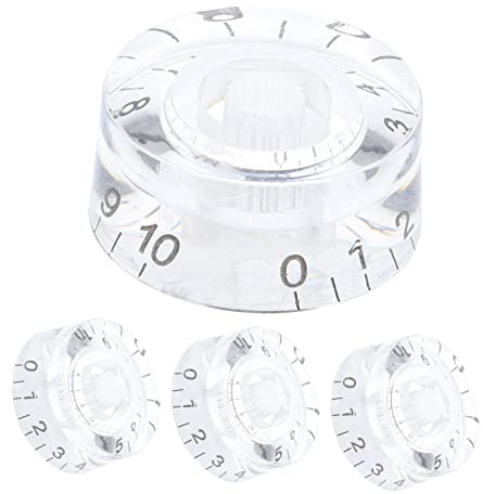 SAFIGLE 8stücke Gitarren Volume Potentiometer Knöpfe Für Bass Und Verstärker Transparent Mit Schwarzer Schrift Hochwertiges Installieren Leicht Und Benutzerfreundlich