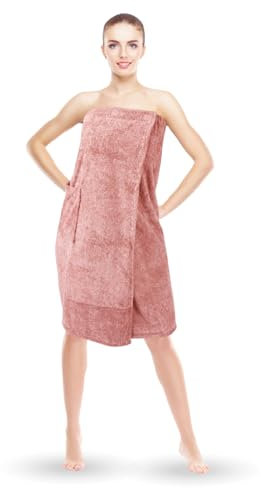 Bestlivings Toalla de sauna para mujer, Toallas Spa, mullida, 80 x 145 cm, talla única, con goma elástica y cierre de botones, longitud hasta la rodilla