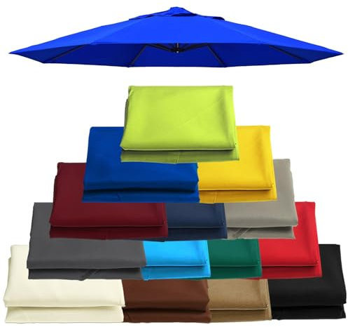 Sonnenschirm Ersatzbezug 2m 2.7m 3.0m 6 Streben 8 Streben Ersatzbespannung, Ersatzabdeckung Überdachung Für Ersatz, UV-Schutz, Stoffbezug Aus Polyester, Nur Baldachin(Stärke:Blue,Size:2.70m-6Streben)