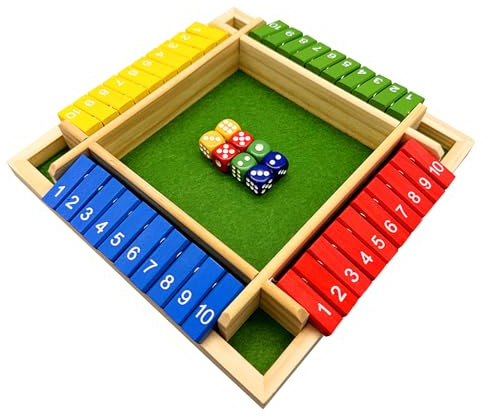 1 Set of Closed Box Games, Wooden Board Games, Toys for 4 Players, Colorful Number Games, Fun Games on Four Sides, Games for Adults and Kids