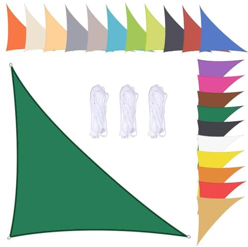 nvdsivee Vela Ombreggiante Impermeabile Triangolare Tenda da Sole per Esterno Telo Ombreggiante con Occhielli e Corda 90% UV Protezione Vela Parasole per Giardino Verde Scuro 4x4x5.7m