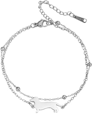 TEAMER Niedliches Dackel-Armband Anpassbares Dackel-Box-Kettenarmband Edelstahl Dackelliebhaber Tierschmuck Für Frauen Männer