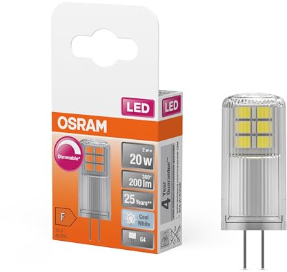 OSRAM SPECIAL PIN CL 20 LED-Lampe mit Retrofit-Stecksockel G4, dimmbar, Pin-Form, 2W, 200lm, 4000K, kaltweißes Licht, gute Rundumlichtausstrahlung, lange Lebensdauer, 6-Pack