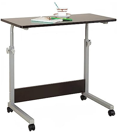 Überbetttisch Überbetttisch Höhenverstellbarer mobiler Stehpult-Halterung aus Kohlenstoffstahl Laptop-Schreibtisch mit Rädern Rollbarer Überbett-Nachttisch Leichtgewicht