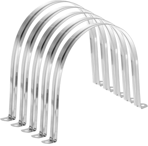 sourcing map 5pcs 6 11/16 Inch 170mm Conduit Clamps, M10 U Tube Pipe Clamp | Stainless Steel,Rigid Pipe Strap, U Shaped Bracket with Two Hole for Pipe Tube Hose Wire Cord Fixing