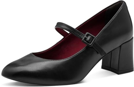 Tamaris Escarpins pour Femme avec Sangle 1-22460-45, Cuir Noir, 38 EU