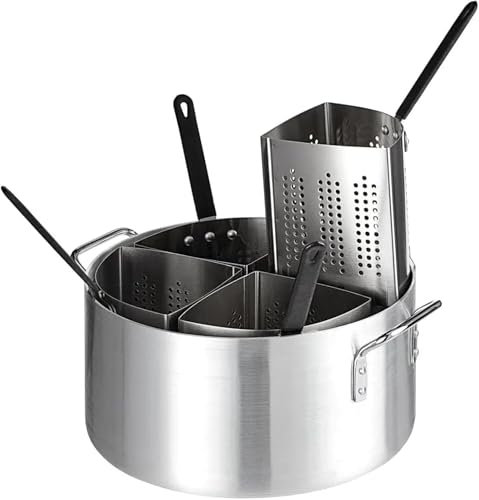 OZLCUA Edelstahl-Herdeinsatz-Set 5-teiliges Gemüse- und Herdset, Aluminiumtopf, Edelstahleinsätze, Siebkörbe Dampfgarer Einsatz
