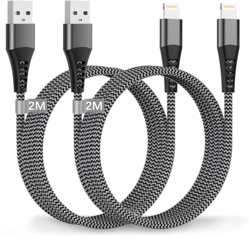 iPhone Ladekabel, Lightning Kabel [2Pack 2M] MFi Zertifiziert USB IPhone Kabel 2M Lang ladekabel iPhone Schnellladekabel Nylon kabel Lightning für Iphone 14 13 12 11 Pro Max/XS/X/8/7/6/5/SE/iPad