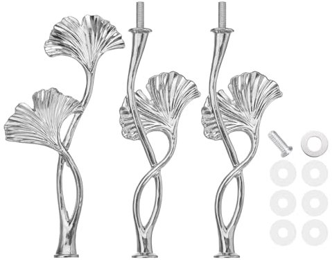 QUARKZMAN 3 Étage Support Gâteau Poignée Métal Support Gâteau Plateau Dessert Cupcake Accessoire Fixation Tige Support Poignée Pour Mariage Fête Festival, Argent (Fleur)