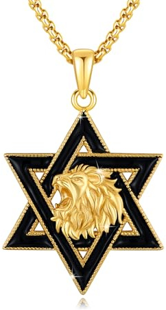 XIXLES Davidsstjärna lejon halsband 925 sterlingsilver davidsstjärna kedja lejon kedja guld amulett judiskt smycke för män kvinnor