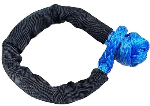 EGUIAS Cuerda de Remolque para Coche Grillete Suave de 41000 Libras, Cuerda sintética Resistente para Todo Terreno, Correa de grillete de Remolque 4X4 con Funda Protectora para camión SUV(Blue)