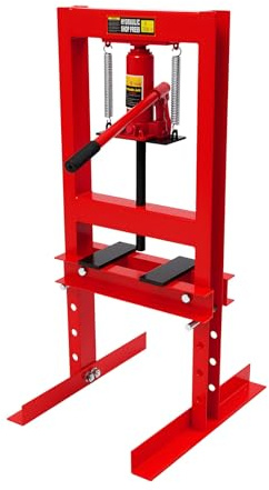 6T - Prensa hidráulica para taller, prensa hidráulica, 125 mm, distancia de trabajo de 280 mm, prensa de marco, prensa de 4 niveles, ajuste de altura para talleres de automóviles, talleres de máquinas
