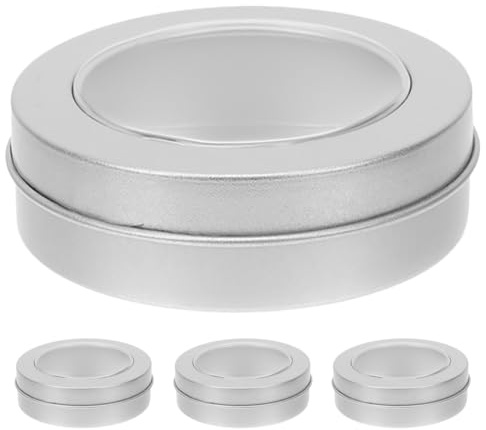 BESTYASH Runde Blechdose Mit Deckel Und Sichtfenster 2.56X2.56X0.98 in 4 Stück Leere Vorratsdosen Aus Weißblech Für Keksaufbewahrung Schmuck Kosmetik Lebensmittel Partygeschenke