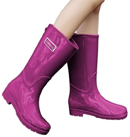 Bottes Impermeable, Randonnées Extérieur Confortable Chaussures Travail Pluie Impermeable Bottes Jardinage Caoutchouc Antidérapant Bottine, Purple, 38