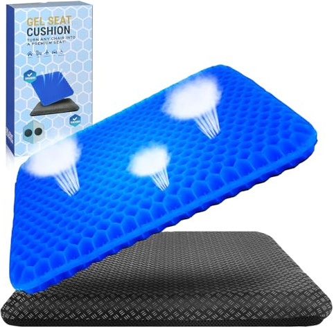 BTDZDD Cuscino In Gel, Cuscini per Sedie Traspiranti per Auto/Ufficio/Casa/Sedia a Rotelle (Blu, 47 * 44 * 3.5)