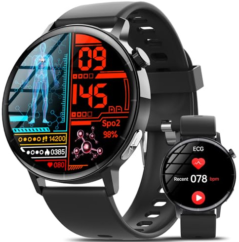 Marsyu Montre Connectée ECG+HRV/IMC/Acide Urique/Lipides, 1,41'' HD Smartwatch avec 24H Τе𝐧ѕіо𝐧 Αrтérіеllе/Spo2/Cardiofrequenceme, Moniteur de Sommeil, Appel d'urgence SOS, 150+ Modes Sportifs
