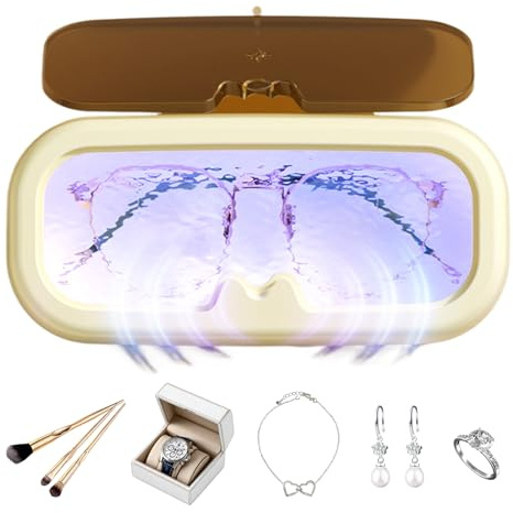 Nettoyage de bijoux | Machine de nettoyage en profondeur dentiers Nettoyeur Montres, Appareil Portable Bijoux pour Adolescents Adultes Dentiers Colliers Argent Boucles d'oreilles Lunettes Maison |