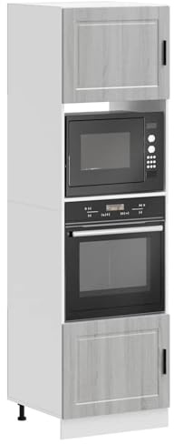 Gecheer Oven Cabinet Set of 2 Gray Sonoma Engineered Wood Compact Oven cabinet Model3315057